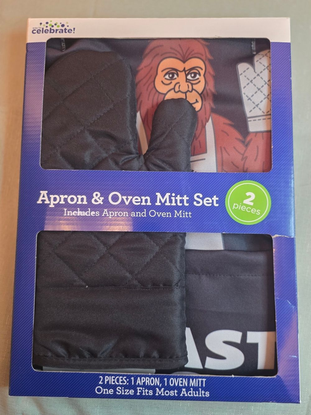 celebrate! Sasquatch Black Apron & Oven Mitt Set - 2 Piece BBQ Kitchen Set